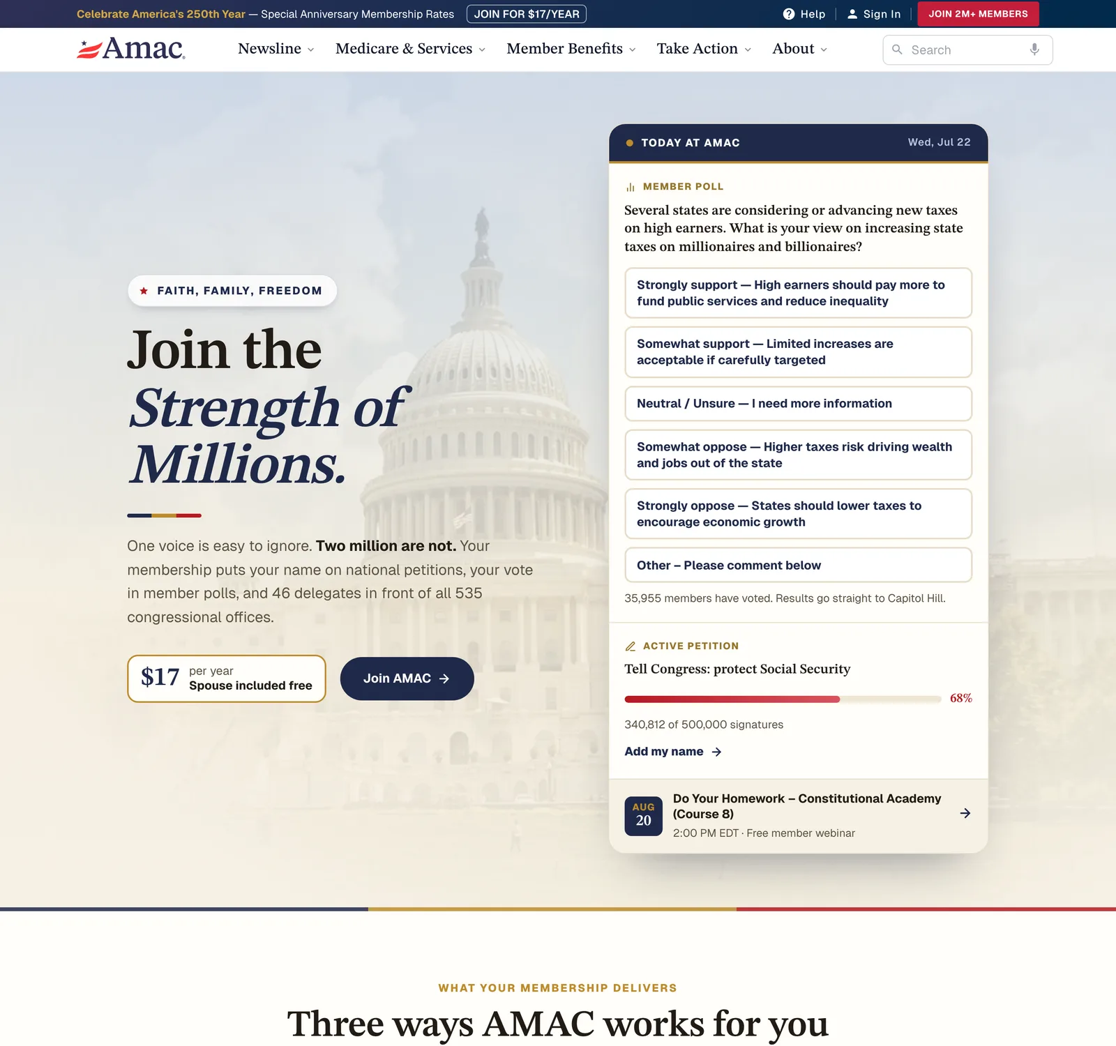 Preview of the new amac.us homepage