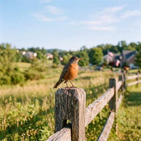 An American robin — Michigan’s state bird — looking straight at you