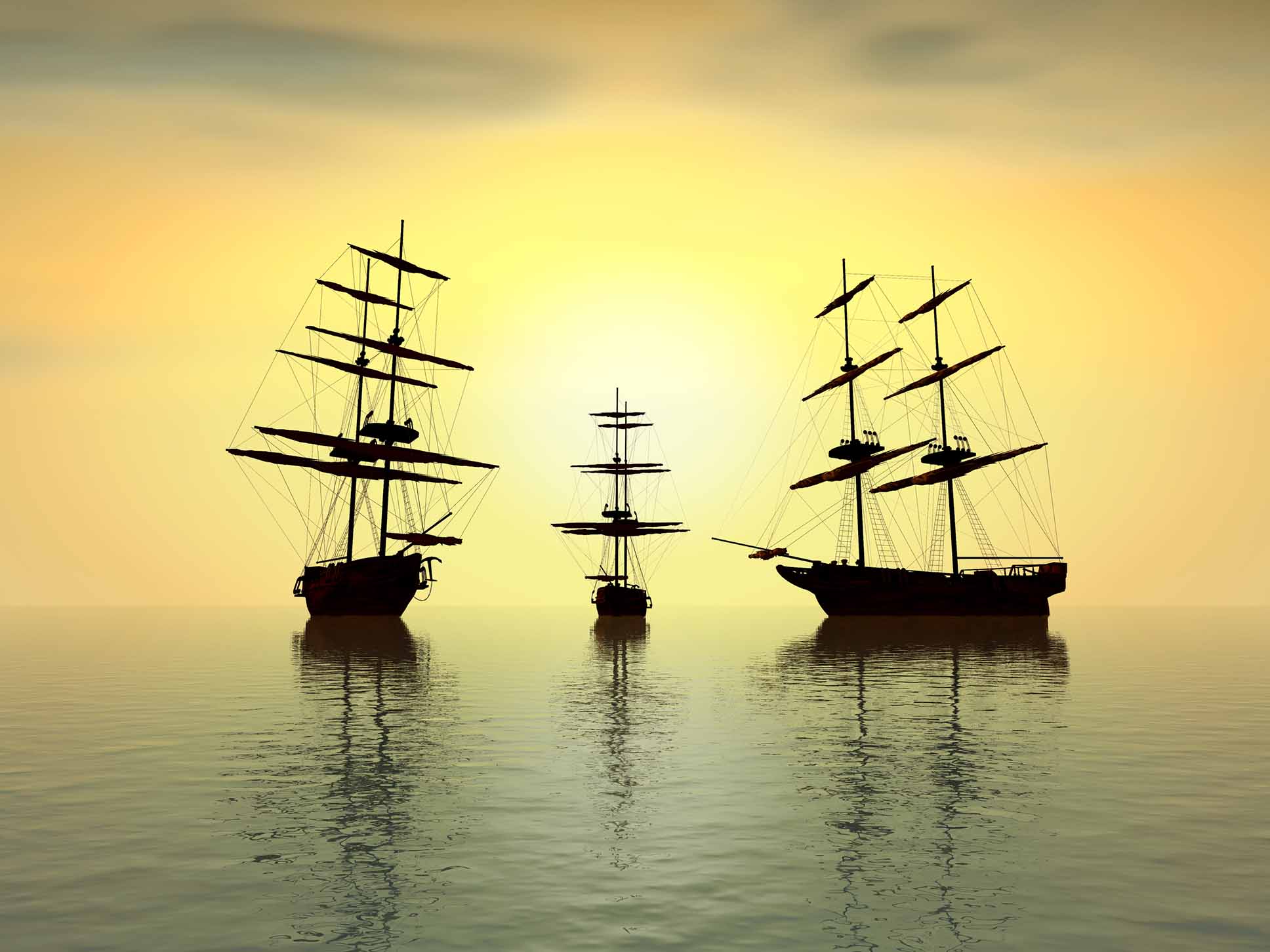 3 Ships in the sunset