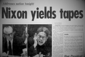 'Nixon Yields Tapes' Newspaper clipping from 1973