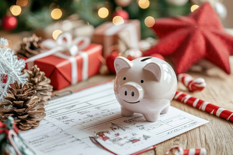 christmas budget tips, piggy bank and christmas dcor
